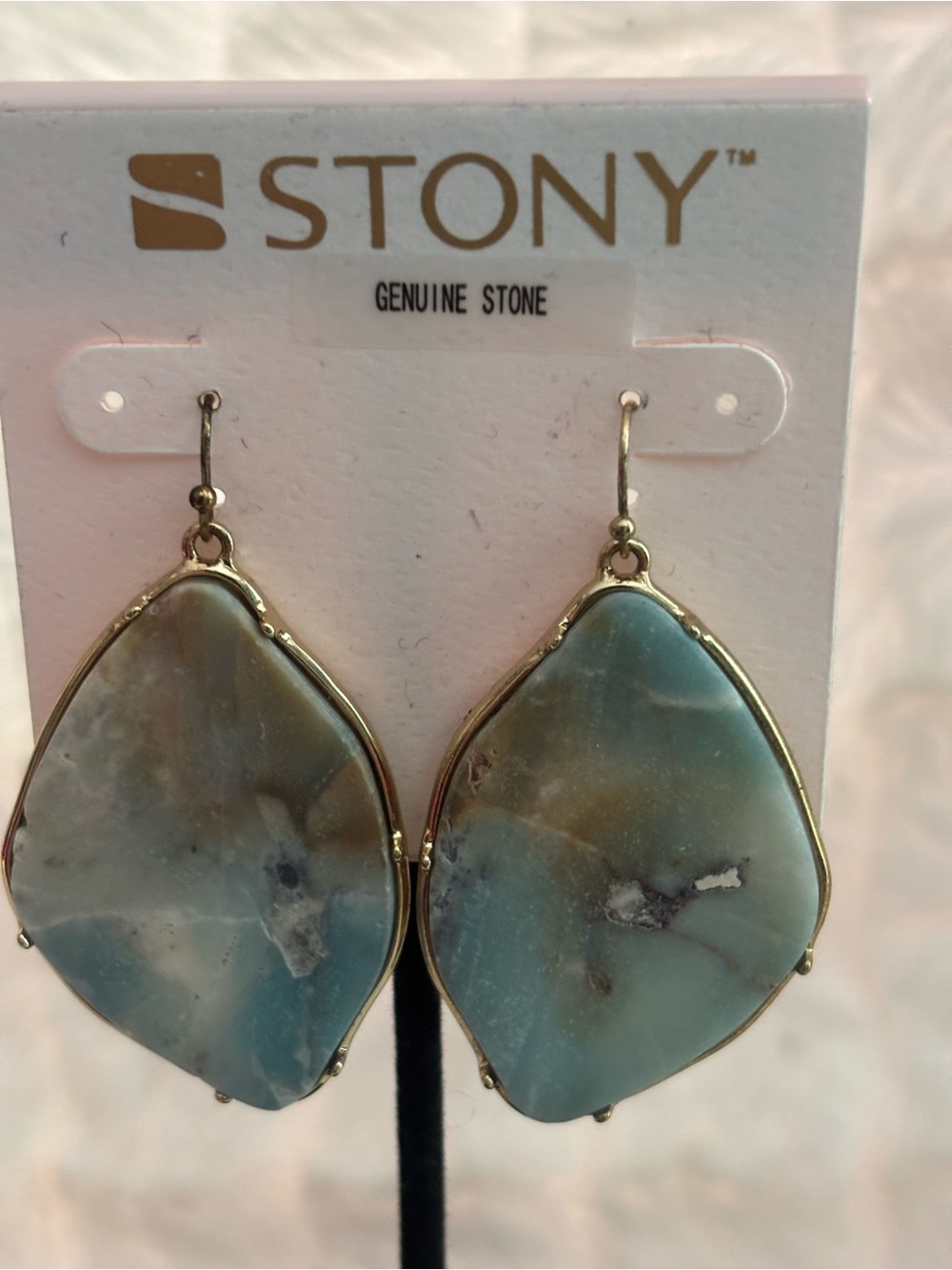 Blue-Green Genuine Jade  Drop Earrings